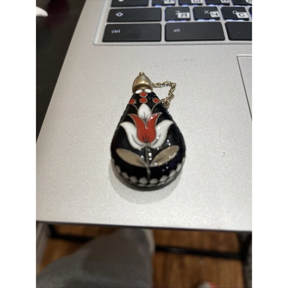 Vintage Enamel Perfume Pendant Jewelry Silver Stamp - Picture 9 of 11